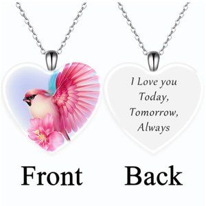 Necklace Humming Bird I Love You Today, Tomorrow, Always Zinc Alloy Chain New